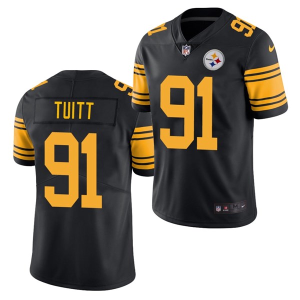 Men's Pittsburgh Steelers Black #91 Stephon Tuitt Color Rush Limited Stitched Jersey